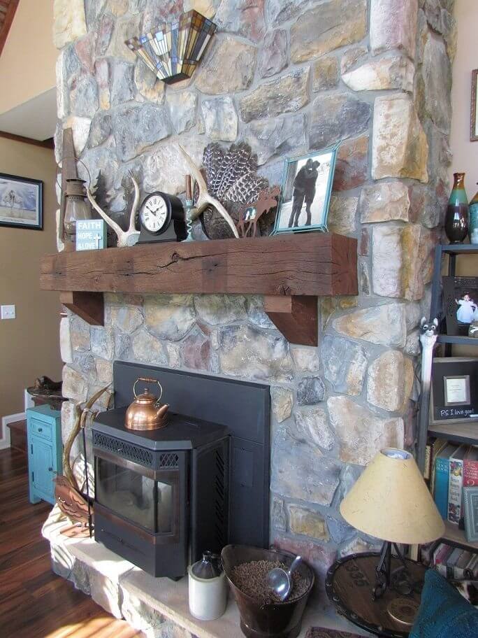 Cedar Siding Custom Home fireplace and mantel