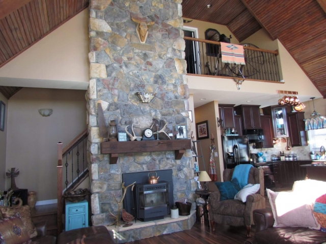 Cedar Siding Custom Home fireplace
